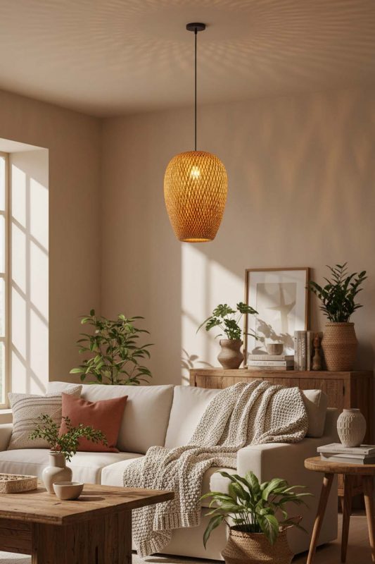 Cozy Teardrop Shape Bamboo Pendant Light - Comfort First