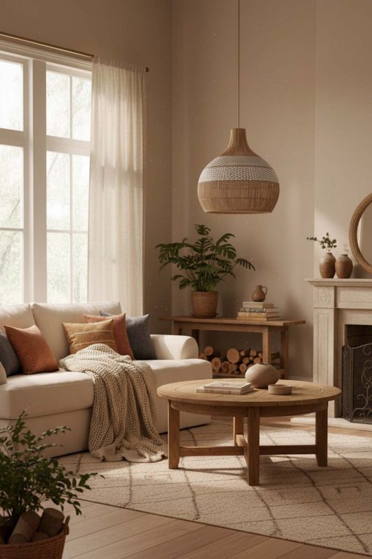 Cozy White Rattan Pendant Light - Peaceful Living