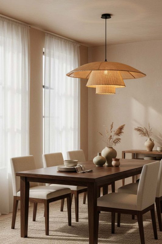 Dining Room 3 Tier Rattan Chandelier - Cozy Dinner Vibes
