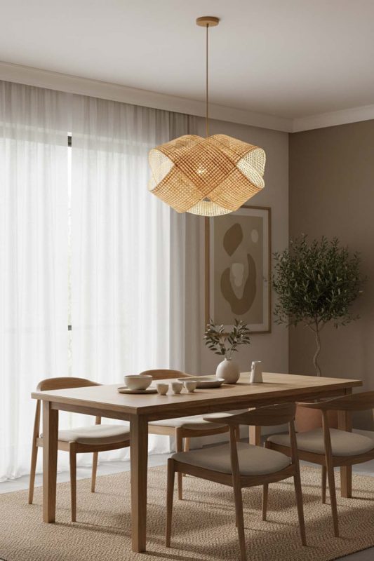 Dining Room Bamboo Cloud Chandelier - Elegant Dining Ambience