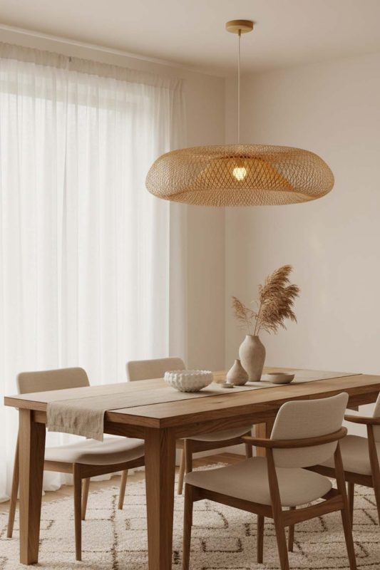 Dining Room Bamboo Halo Pendant Light - Warm & Welcoming