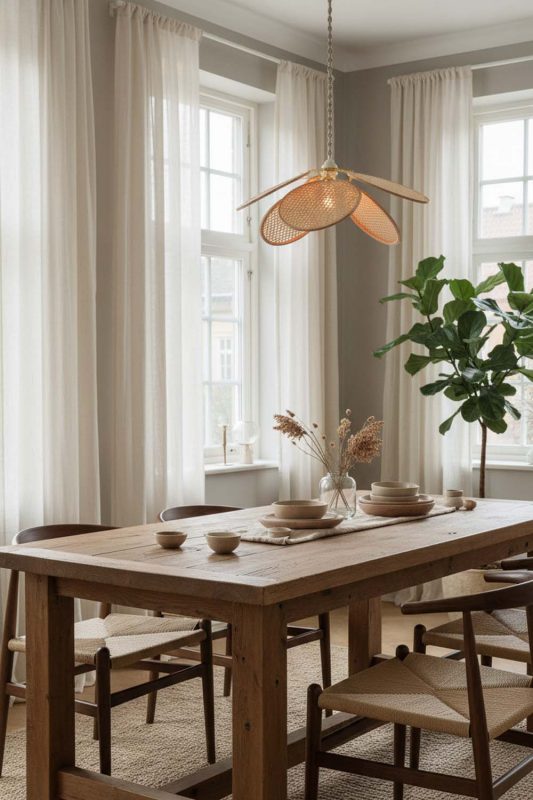 Dining Room Bamboo Petal Pendant Light - Perfect Gathering Space