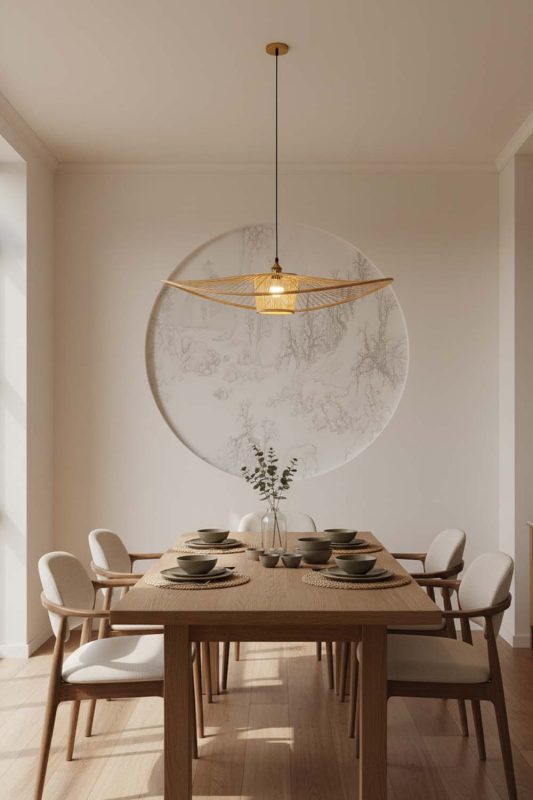 Dining Room Bamboo Wave Pendant Light - Elegant Dining Ambience