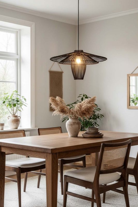 Dining Room Black Bamboo Starburst Pendant Light - Warm & Welcoming