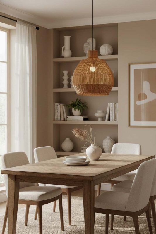 Dining Room Bottom Brown Rattan Pendant - Perfect Gathering Space