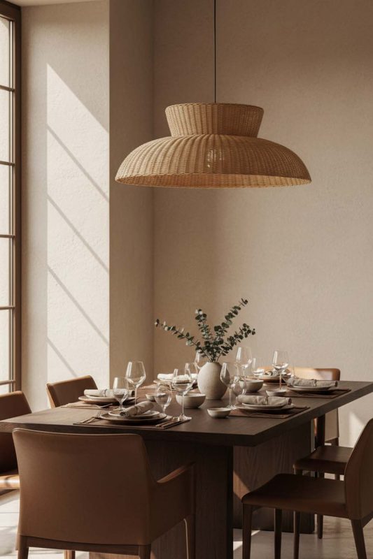 Dining Room Highland Rattan Pendant Light - Cozy Dinner Vibes