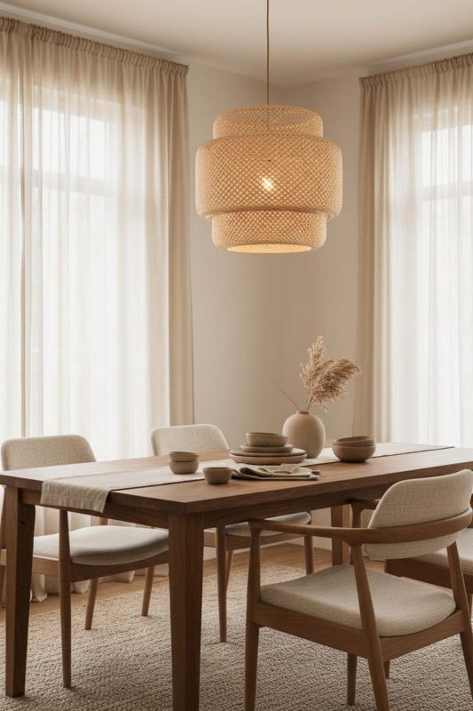 Dining Room Natural Bamboo Sinnerlig Pendant Lamp - Warm & Welcoming
