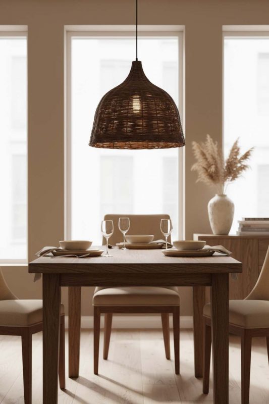 Dining Room Rattan Basket Pendant Light Coffee - Intimate & Stylish