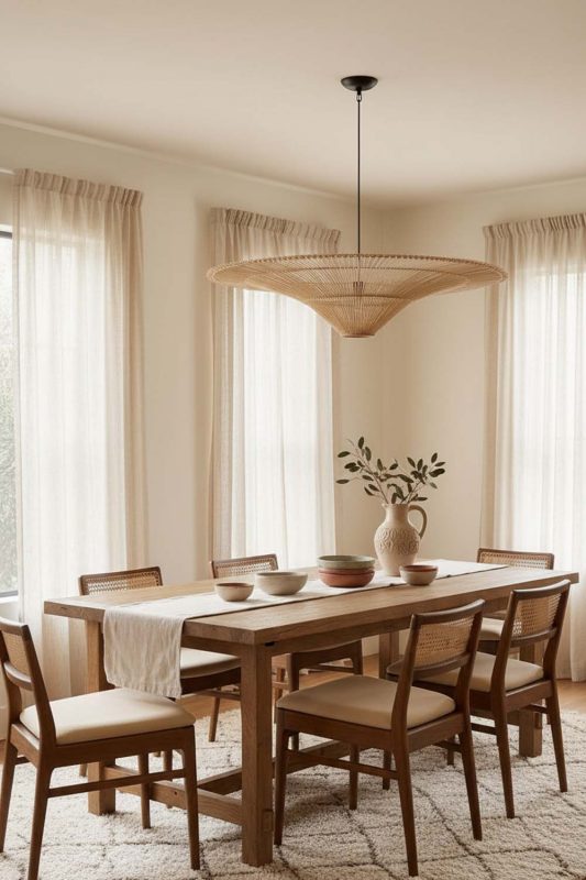 Dining Room Rattan Umbrella Pendant Light - Warm & Welcoming