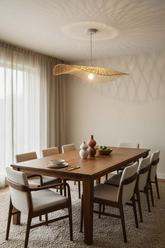 Dining Room Single Bamboo Lotus Leaf Pendant Light - Intimate & Stylish