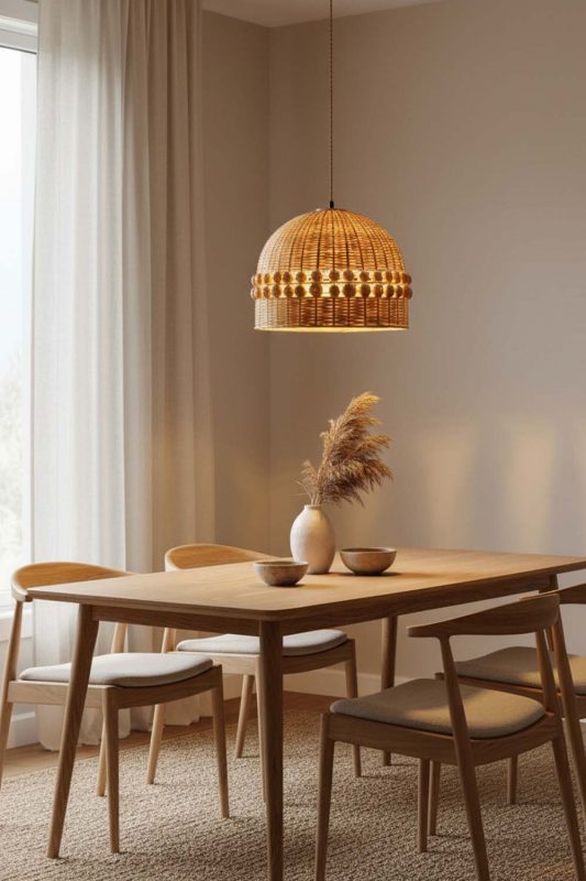 Dining Room Small Bamboo Bell Pendant Light - Intimate & Stylish