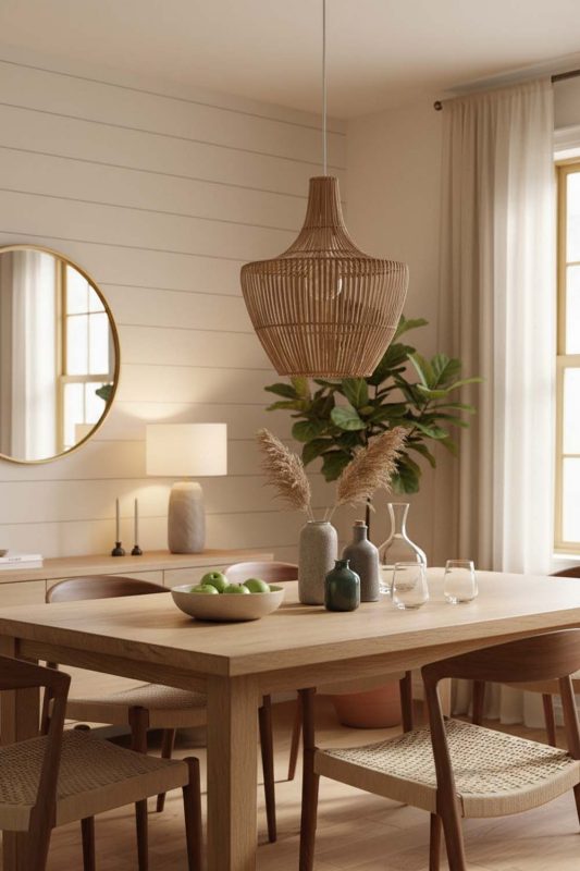 Dining Room Special Geometric Bamboo Pendant Light - Perfect Gathering Space