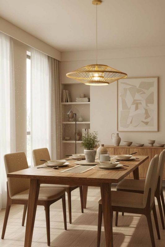 Dining Room Ufo Suspension Bamboo Light - Intimate & Stylish
