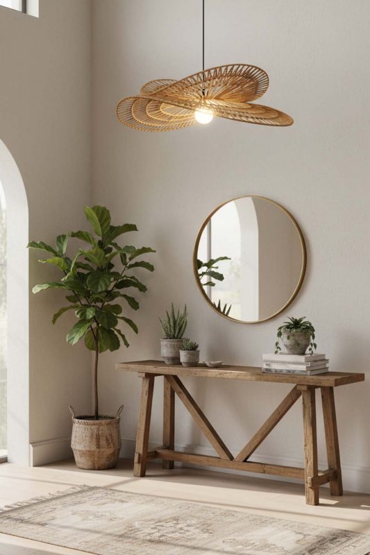 Entryway Double Wing Wicker Pendant - Welcoming First Impression