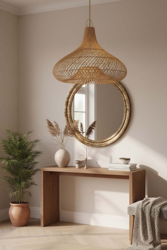 Entryway Gourd Rattan Pendant Light - Stylish & Inviting