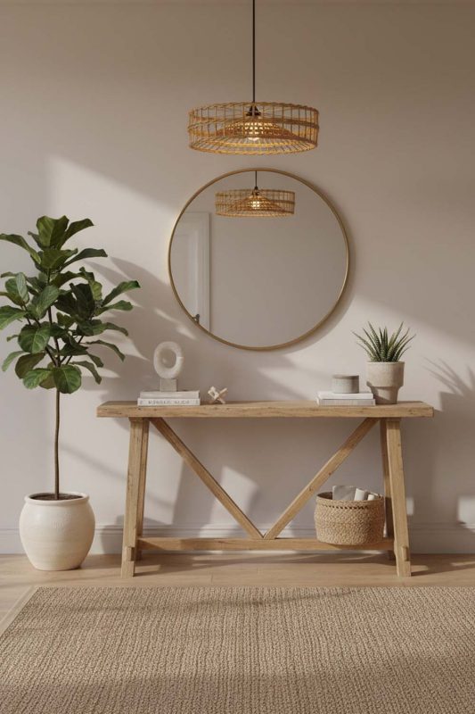 Entryway Halo Wicker Rattan Pendant - Clean & Elegant