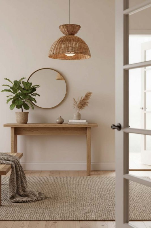 Entryway Hourglass Rattan Pendant Light - Stylish & Inviting