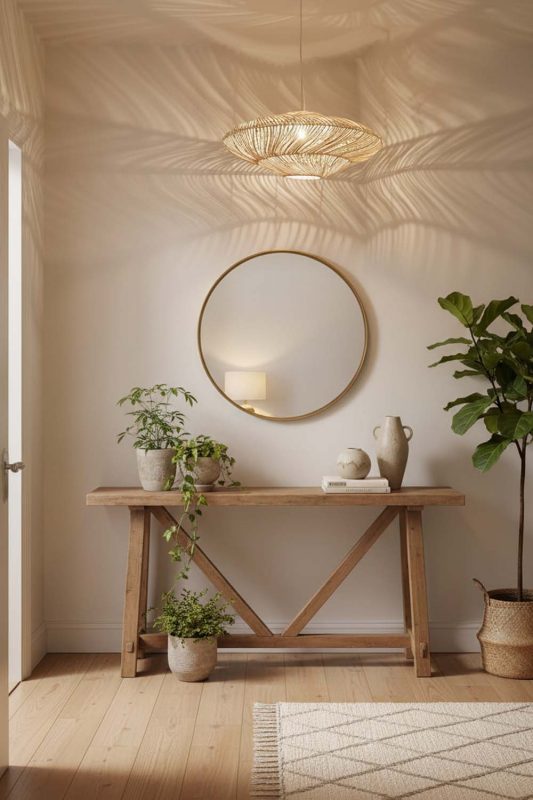Entryway Natural Ufo Shades Rattan Lamp - Bright & Open Feel