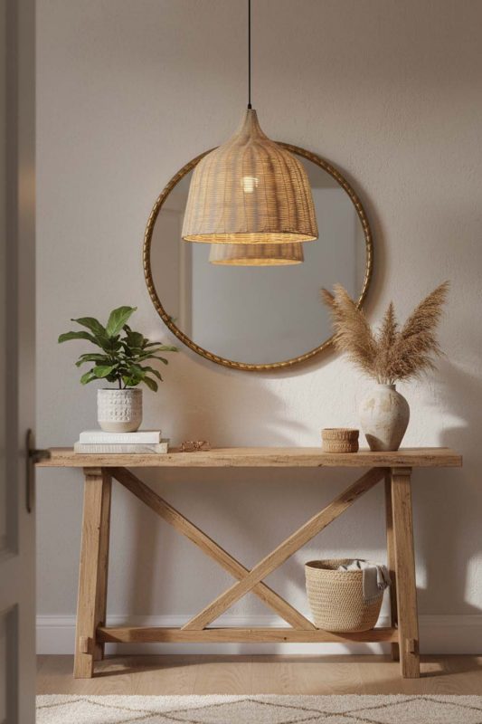 Entryway Rattan Basket Pendant Light Natural - Clean & Elegant