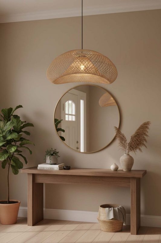 Entryway Rattan Diamond Pendant Light - Bright & Open Feel