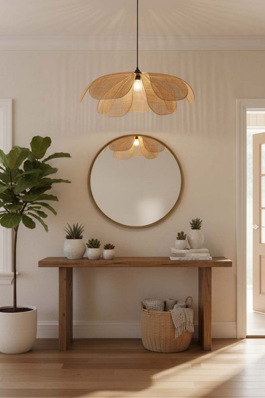 Entryway Rattan Flower Hanging Light - Clean & Elegant