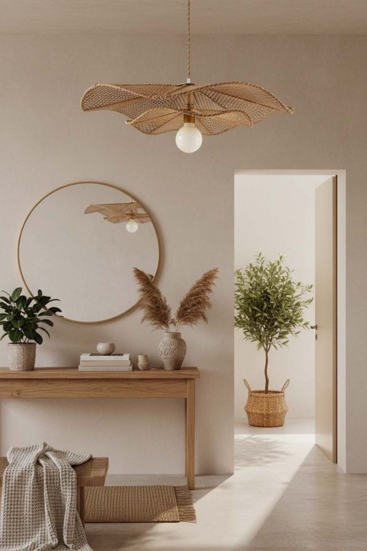 Entryway Rattan Lotus Pendant Light - Stylish & Inviting