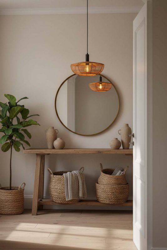 Entryway Retro Rattan Pendant Light - Stylish & Inviting