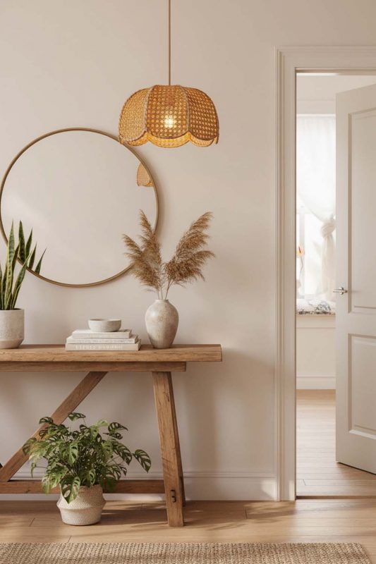 Entryway Scalloped Wicker Lampshade - Welcoming First Impression