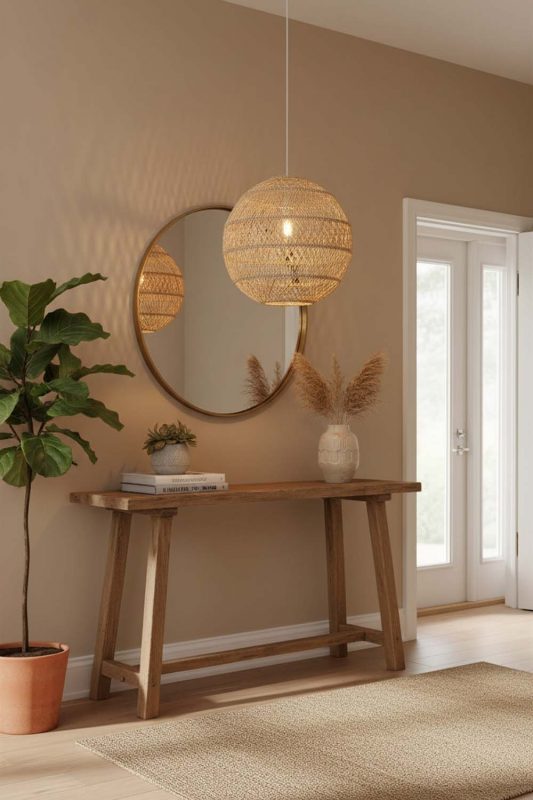 Entryway Sophisticated Rattan Global Pendant - Welcoming First Impression