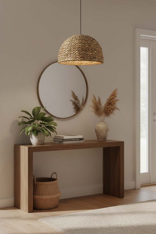Entryway Water Hyacinth Hanging Light - Bright & Open Feel