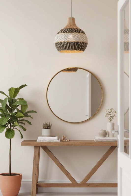 Entryway White Gray Rattan Pendant Light - Bright & Open Feel