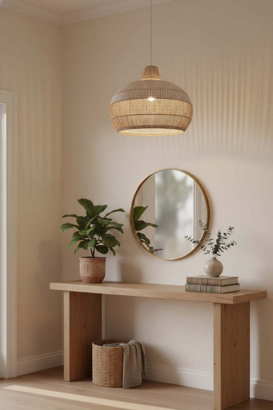 Entryway White Wicker Pendant Light - Welcoming First Impression