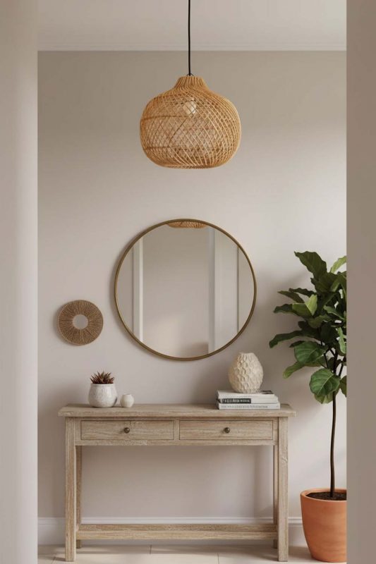 Entryway Wicker Swag Lamp - Stylish & Inviting