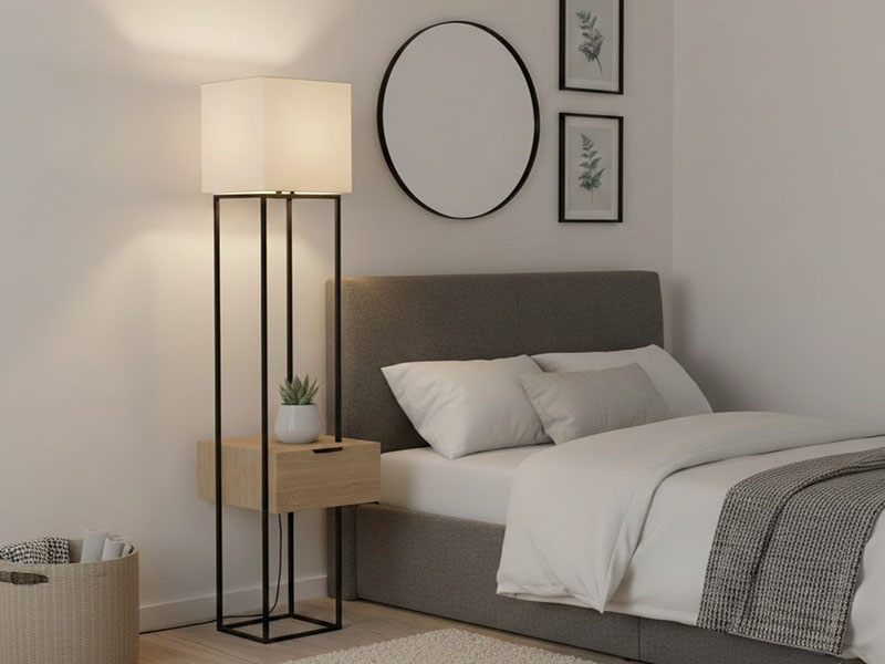 Floor Lamp With Built-in Shelves