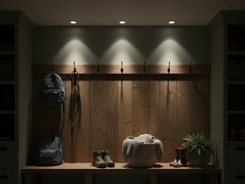 Focused Lighting For The Mudroom Bench