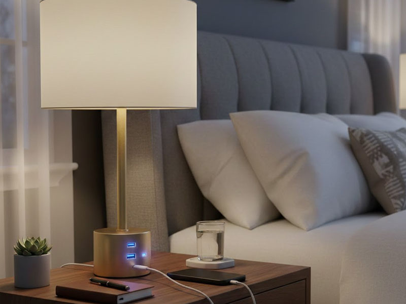Guest Bedroom Nightstand Lamp With Built-in Usb Ports