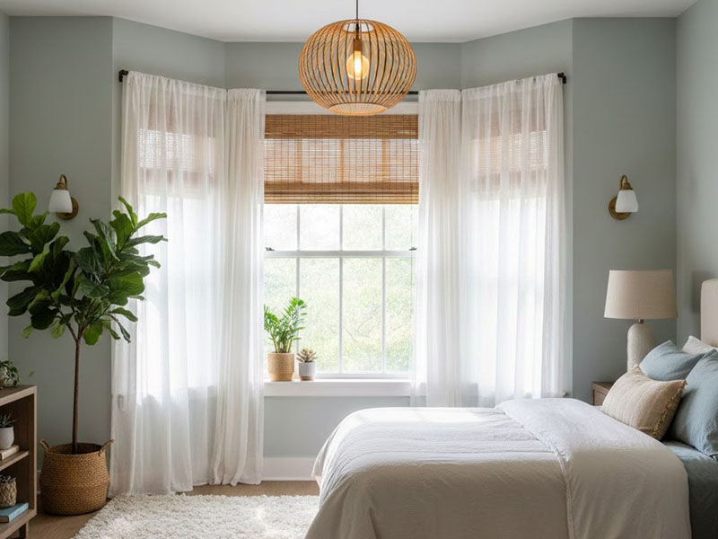 Guest Bedroom Window-friendly Lighting To Complement Natural Daylight
