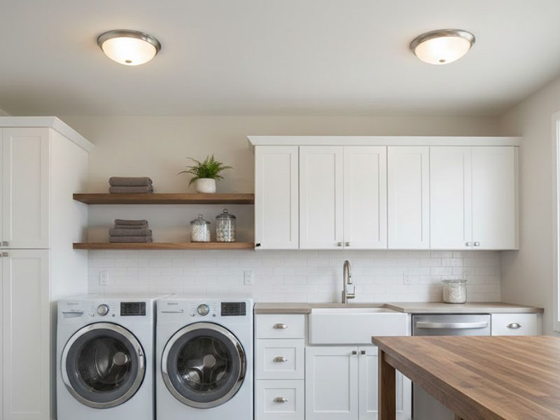Laundry Rooms Flush Mounts For Clean, Even Illumination