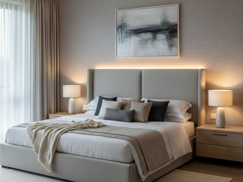 Master Bedroom Backlit Headboard Lighting For Soft Halo Effects