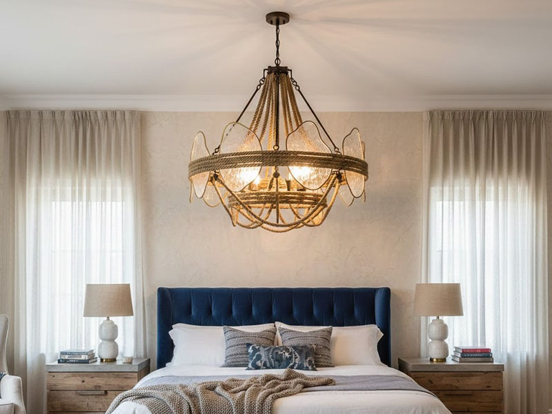Master Bedroom Mixed-material Chandelier For Depth And Character
