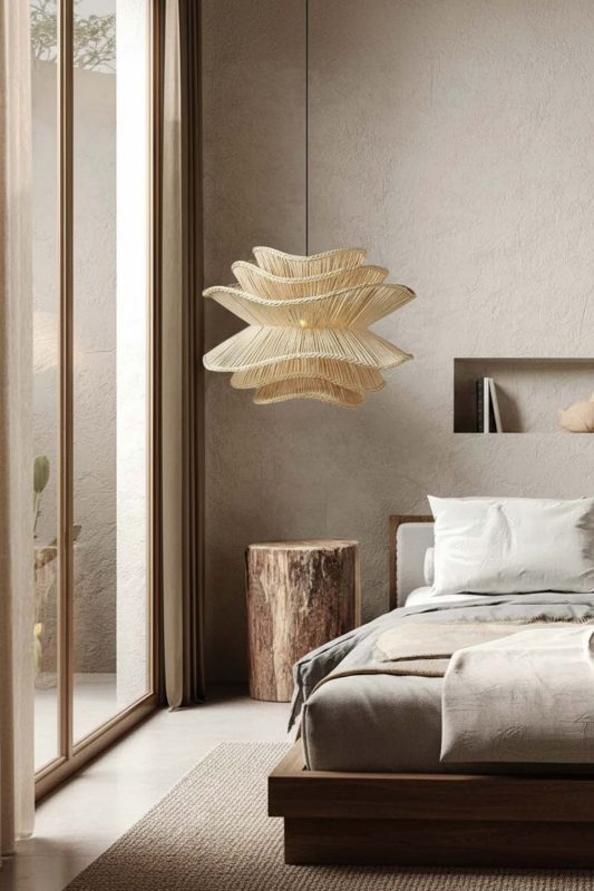 Minimalist Bedroom Layered Rattan Pendant Light