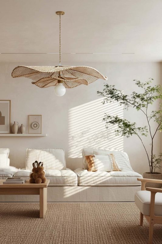Modern Living Room Leaf Shape Pendant Light Bright Window Decor
