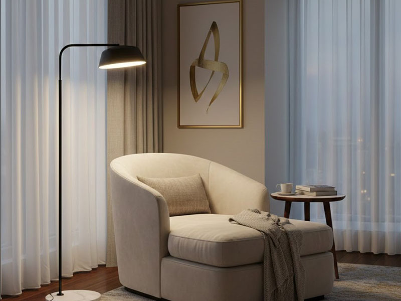 Pair A Floor Lamp With A Lounge Chair