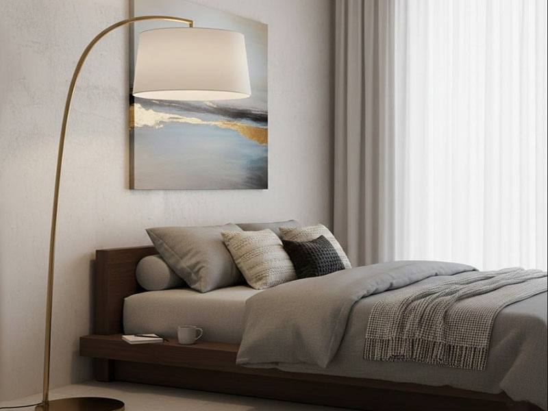 Place A Single Tall Floor Lamp Beside The Bed For A Bold, Modern Alternative
