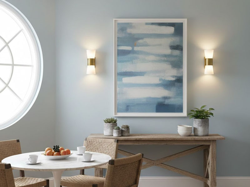 Use Sconces To Frame Breakfast Room Artwork Or Decor
