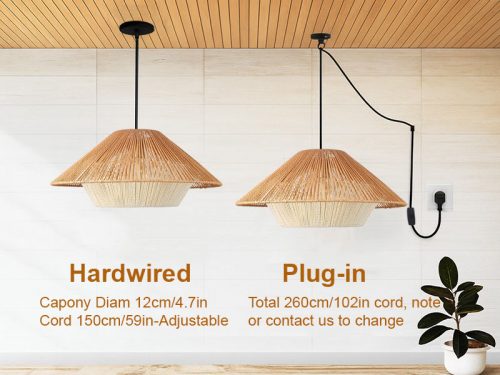 Wabi Sabi Pendant Lamp Hemp Rope Chandelier Hanging Options