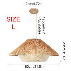 Wabi Sabi Pendant Lamp Hemp Rope Chandelier Size L