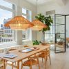 Wabi Sabi Pendant Lamp Hemp Rope Chandelier Over Dining Table