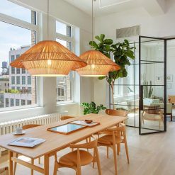 Wabi Sabi Pendant Lamp Hemp Rope Chandelier Over Dining Table