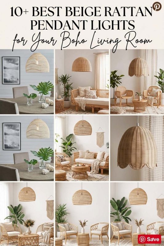 10+ Best Beige Rattan Pendant Lights For Your Boho Living Room